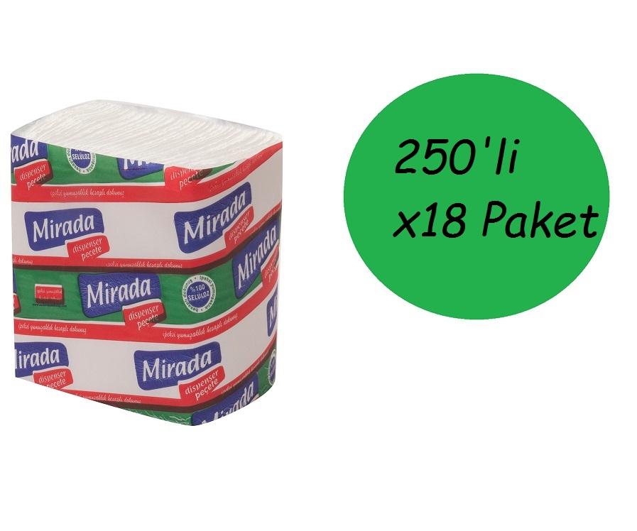 mirada 200 lü sdispenser Mirada Dispenser Peçete 250'li 18 Paket - Görsel 1