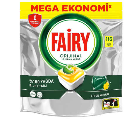 Adsız Fairy Hepsi Bir Arada 116'lı Bulaşık Makinesi Deterjan Kapsülü - Görsel 1