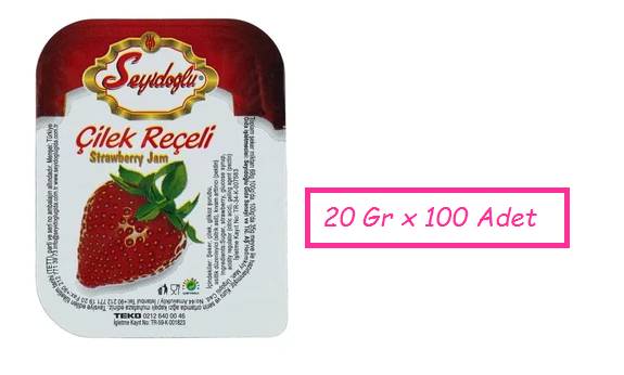 seyidoğlu çilek 20 gr Seyidoğlu Çilek Reçeli 20 Gr x 100 Adet - Görsel 1